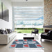 Square Patterned Jeans Blue Novelty Rug in a Living Room, pat1138