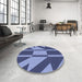 Round Patterned Sky Blue Rug in a Office, pat1139blu