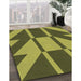 Machine Washable Transitional Army Green Rug in a Family Room, wshpat1139brn