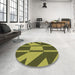 Round Patterned Army Green Rug in a Office, pat1139brn