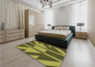 Patterned Army Green Rug in a Bedroom, pat1139brn