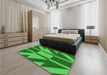 Patterned Green Rug in a Bedroom, pat1139grn