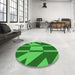 Round Patterned Green Rug in a Office, pat1139grn