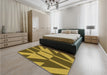 Patterned Dark Bronze Brown Rug in a Bedroom, pat1139org