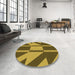 Round Patterned Dark Bronze Brown Rug in a Office, pat1139org