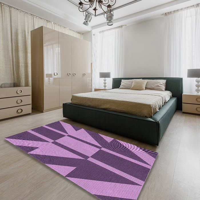 Patterned Orchid Purple Rug in a Bedroom, pat1139pur