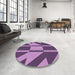 Round Patterned Orchid Purple Rug in a Office, pat1139pur