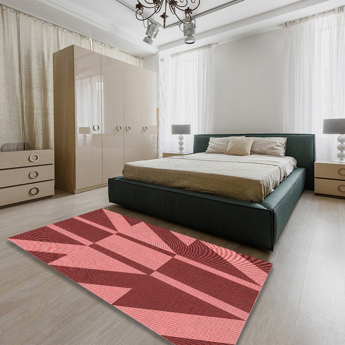 Patterned Red Rug in a Bedroom, pat1139rd
