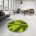 Round Patterned Pistachio Green Rug in a Office, pat1139yw