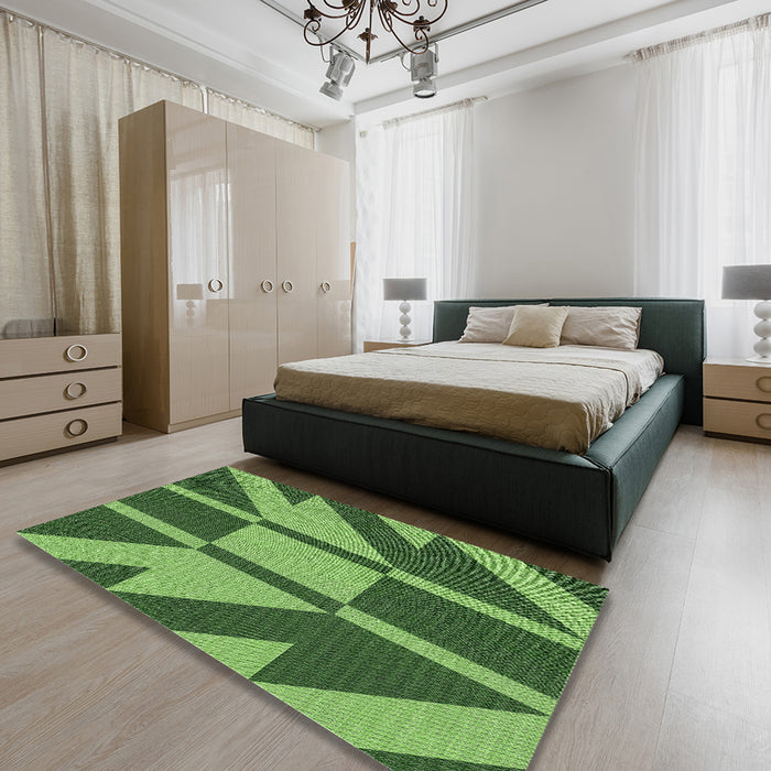 Machine Washable Transitional Green Rug in a Bedroom, wshpat1139