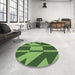 Round Patterned Green Novelty Rug in a Office, pat1139