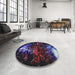 Round Patterned Purple Modern Rug in a Office, pat113