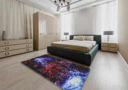 Patterned Purple Modern Rug in a Bedroom, pat113