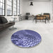 Round Patterned Purple Rug in a Office, pat114blu