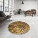 Round Patterned Dark Bronze Brown Rug in a Office, pat114brn