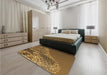 Patterned Dark Bronze Brown Rug in a Bedroom, pat114brn