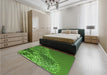 Patterned Deep Emerald Green Rug in a Bedroom, pat114grn