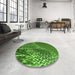 Round Patterned Deep Emerald Green Rug in a Office, pat114grn