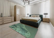 Patterned Medium Forest Green Rug in a Bedroom, pat114lblu