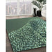 Machine Washable Transitional Medium Forest Green Rug in a Family Room, wshpat114lblu