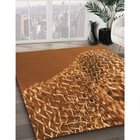 Patterned Tomato Red Rug, pat114org