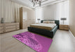 Patterned Medium Violet Red Pink Rug in a Bedroom, pat114pur