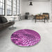 Round Patterned Medium Violet Red Pink Rug in a Office, pat114pur