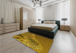 Patterned Dark Bronze Brown Rug in a Bedroom, pat114yw