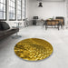 Round Patterned Dark Bronze Brown Rug in a Office, pat114yw