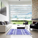 Square Patterned Periwinkle Purple Rug in a Living Room, pat1140blu