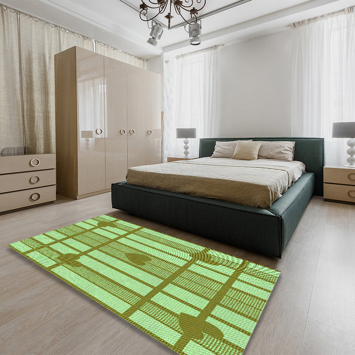 Machine Washable Transitional Jade Green Rug in a Bedroom, wshpat1140grn
