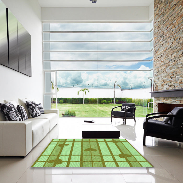 Square Patterned Jade Green Rug in a Living Room, pat1140grn
