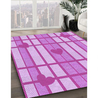 Patterned Blossom Pink Rug, pat1140pur