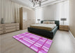 Patterned Blossom Pink Rug in a Bedroom, pat1140pur