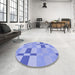 Round Patterned Light Slate Blue Rug in a Office, pat1141blu