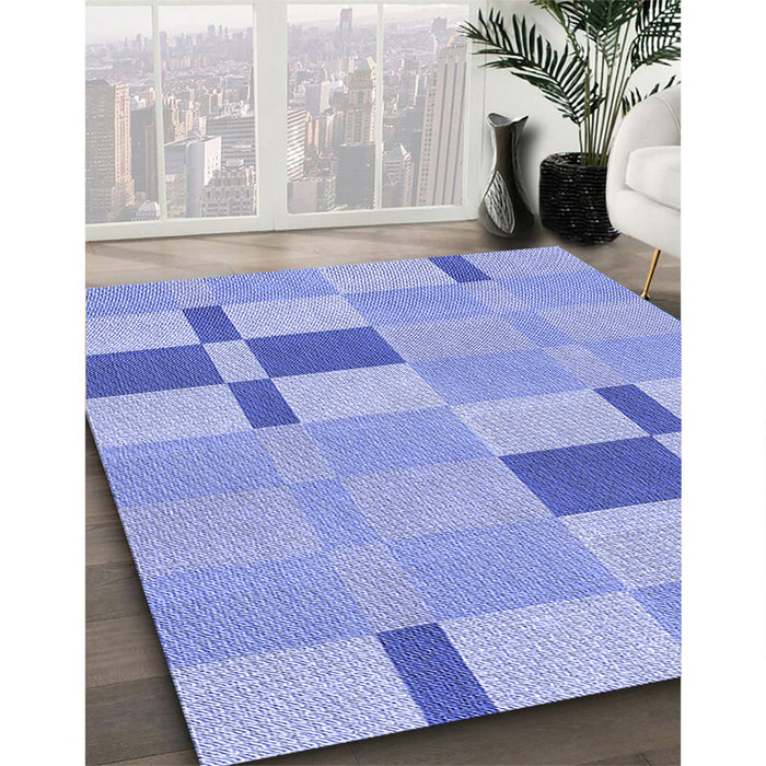 Patterned Light Slate Blue Rug in Family Room, pat1141blu