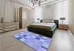 Patterned Light Slate Blue Rug in a Bedroom, pat1141blu