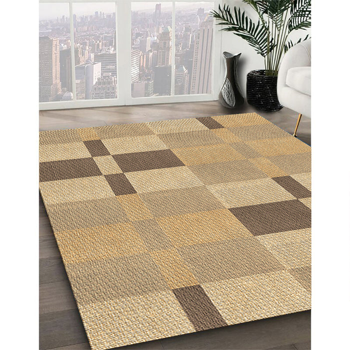 Patterned Copper Brown Rug in Family Room, pat1141brn
