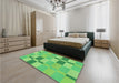 Patterned Emerald Green Rug in a Bedroom, pat1141grn