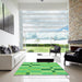 Square Patterned Emerald Green Rug in a Living Room, pat1141grn