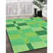 Patterned Emerald Green Rug in Family Room, pat1141grn