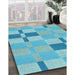 Patterned Blue Rug in Family Room, pat1141lblu