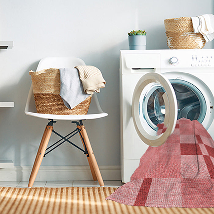 Machine Washable Transitional Pastel Pink Rug in a Washing Machine, wshpat1141rd