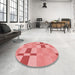 Round Patterned Pastel Pink Rug in a Office, pat1141rd