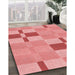 Patterned Pastel Pink Rug in Family Room, pat1141rd