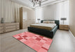 Patterned Pastel Pink Rug in a Bedroom, pat1141rd