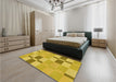 Patterned Yellow Rug in a Bedroom, pat1141yw