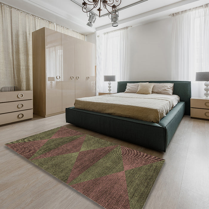 Patterned Brown Rug in a Bedroom, pat1142brn