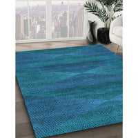 Patterned Deep Sky Blue Rug, pat1142lblu