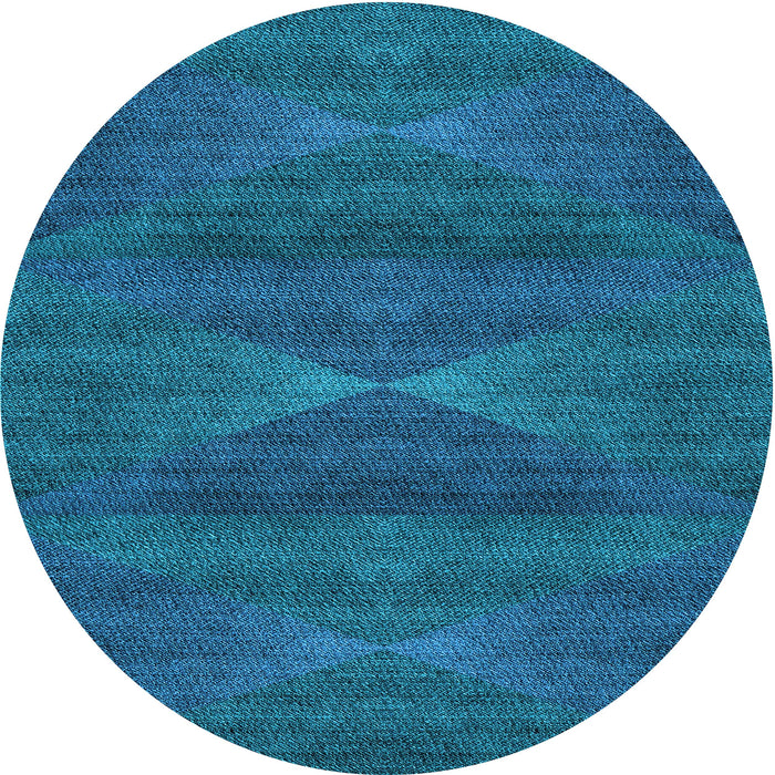 Square Patterned Deep Sky Blue Rug, pat1142lblu